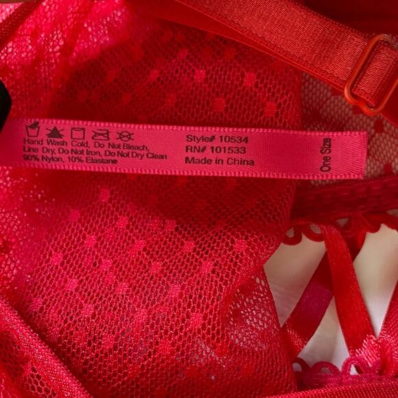 Seven Til Midnight Red Lace Up Front Corset with‎ Garter Straps Women's One Size - Picture 8 of 9